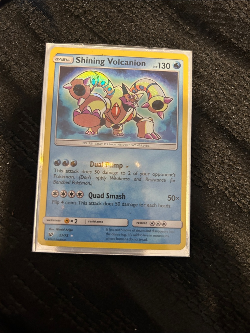 Pokemon Shining Volcanion Card - Blue and Yellow Holo